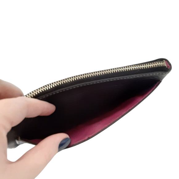 Coach Wristlet Black Pebble Leather Cognac Brown Strap Vintage Clutch Old Money - Picture 5 of 10